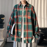 Advbridge Autumn Long Sleeved Shirt Men Fashion Oversized Plaid Shirt Men Streetwear Korean Loose Casual Shirts Mens Large Size M-5XL