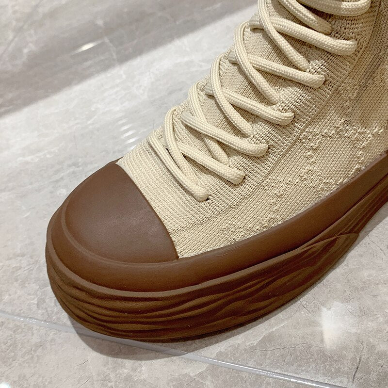 Advbridge Women High Top Sneakers Luxury Outdoor Casual Height Increasing Platform Knitting Breathable Women's Sports Shoes Autumn Hotsale