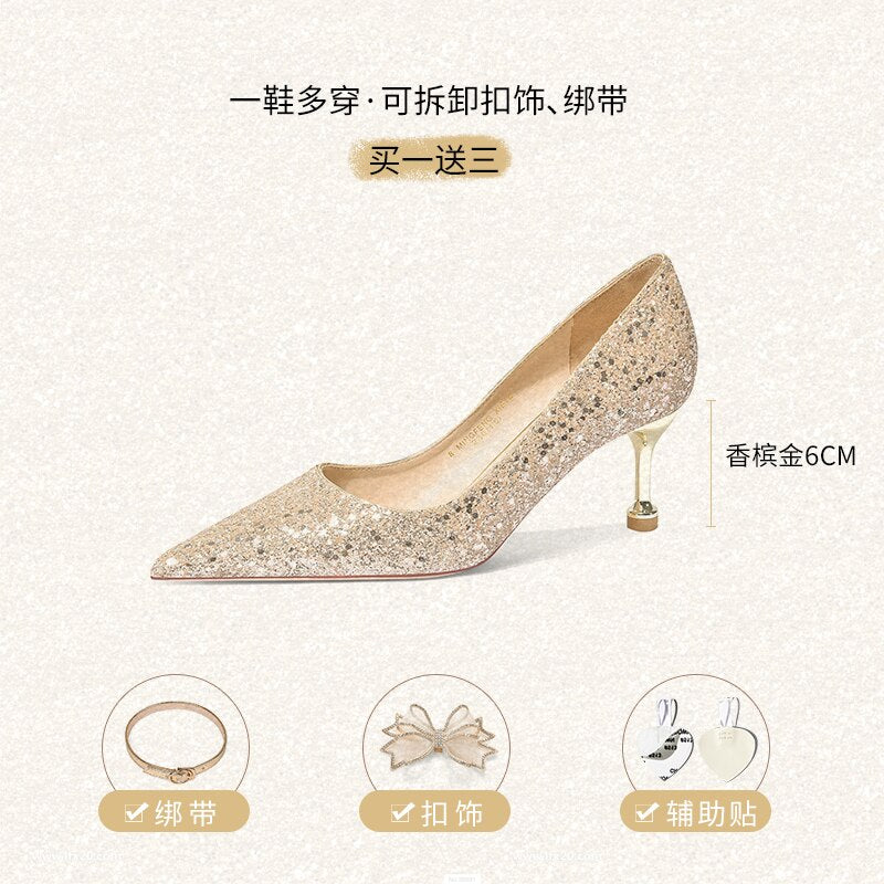 Advbridge One Shoe More Wedding Shoes Female Winter 2021 New Bride Shoes Main Wedding Dress, Two High Heels, Not Tired Feet