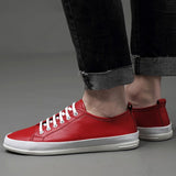 Advbridge Men Lace-up Shoes Flat Leather Shoes Men Vulcanized Shoes Casual Shoes White Sneakers British Casual Non-Slip Shoes Fashion