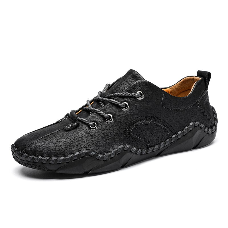 Advbridge Fashion Vintage Handmade Leather Men Shoes New Outdoor Casual Loafers Lace-up Moccasin Tooling Shoes Driving Flat Big Size 38-48