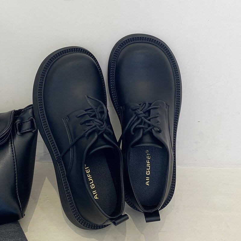 Advbridge Fashion Female Shoes Casual Outside Round Toe Flats Student Uniform Lolita Platform Rubber Ladies Loafers  Women Mary Janes