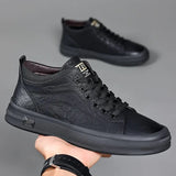 Advbridge Fashion Trend Men Sneakers Casual Leather Male Shoes Lightweight Skateboard Footwear Lace-Up Walking Flats Men Vulcanize Shoes