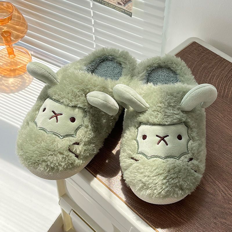 Advbridge New White Pink Green Kawaii Winter Women's Korean Flat Shoes House Slippers Bedroom Casual Designer Platform Fluffy