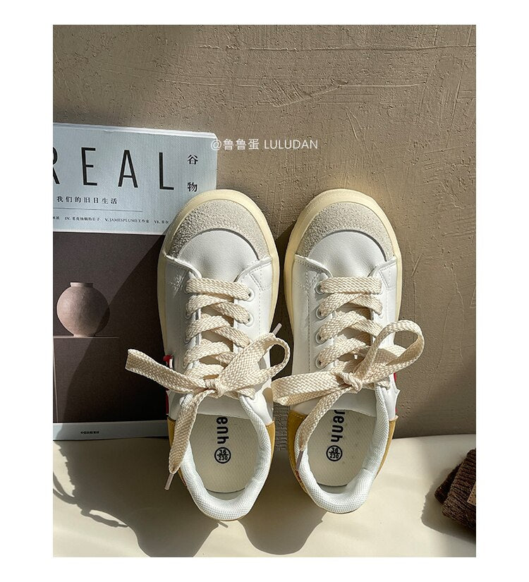 Advbridge INS Brand Leather Sneakers Women 2023 Designer Woman Vulcanized Shoes Sneakers Casual Ladies Spring Lace Up Flats Shoes Girls