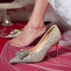 Advbridge French Wedding Shoes Wear Princess Crystal Shoes Female High-heeled Diamond Bridesmaid Wedding Bride Shoes Thin Heels