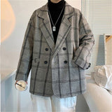 Advbridge Fashion Streetwear Men Woolen Coats Autumn Winter Outerwear Wilde Plaid Print Coats Vintage Turn-down Collar Men Clothes