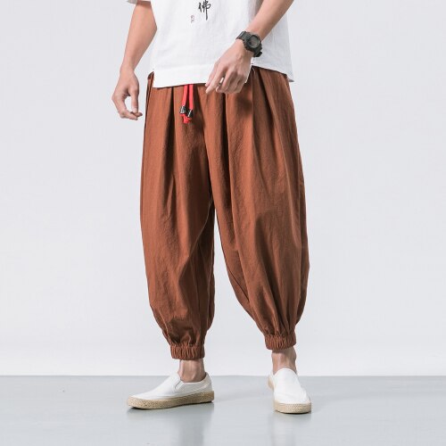 Advbridge Spring Summer Men Streetwear Fashion Loose Casual Pant Male Cotton Linen Harem Trousers Jogger Sweatpants Plus Size M-5XL