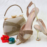 Advbridge Italian Design Classic Women's Hand Bag Splicing Color Matching High Heels African Wedding Party Shoes And Bag Set