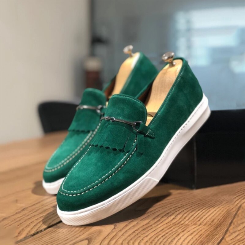 Advbridge Men Vulcanize Shoes Flock Fringe Brown Green Loafers Solid Slip on Sneakers Shoes for Men with Free Shipping Men Shoes