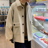 Advbridge Men's Woolen Coats Spring Fashion Streetwear Turn-down Collars Jackets Single-breasted Cardigans Trendy Men Clothing