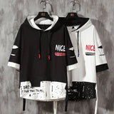 Advbridge Men ribben hoodies Summer Male Fashion short sleeve hoodies Men's hoodies tshirt Color Splice hooded tshirt Street Style