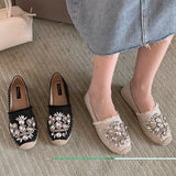 Advbridge Womens Shoes For Female Slides Autumn New Slip-On Gladiator Luxury Rhinestones Loafers Casual Round Toe Ethnic Ladies Flats