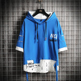 Advbridge Men ribben hoodies Summer Male Fashion short sleeve hoodies Men's hoodies tshirt Color Splice hooded tshirt Street Style