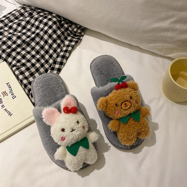 Advbridge Slippers Casual Fur Shoes Slipers Women Slides Low Cover Toe Luxury Plush Soft Flat Rome Autumn with fur Short  Shoes Women