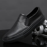 Advbridge High Quality Genuine Leather Mens Casual Round Toe Shoes Lightweight Breathable Loafers Men's Slip-on Comfortable Fashion Shoes