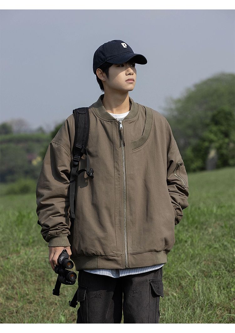 Advbridge Spring Autumn Fashion Men's Solid Casual Shirt Loose Pockets Jacket Coat Cool Boy Soft Zipper