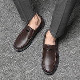 Advbridge New Brand Driving Shoes Fashion Genuine Leather Casual Shoes Men Lightweight Mens Slip on Office Shoes Male Comfortable Loafers