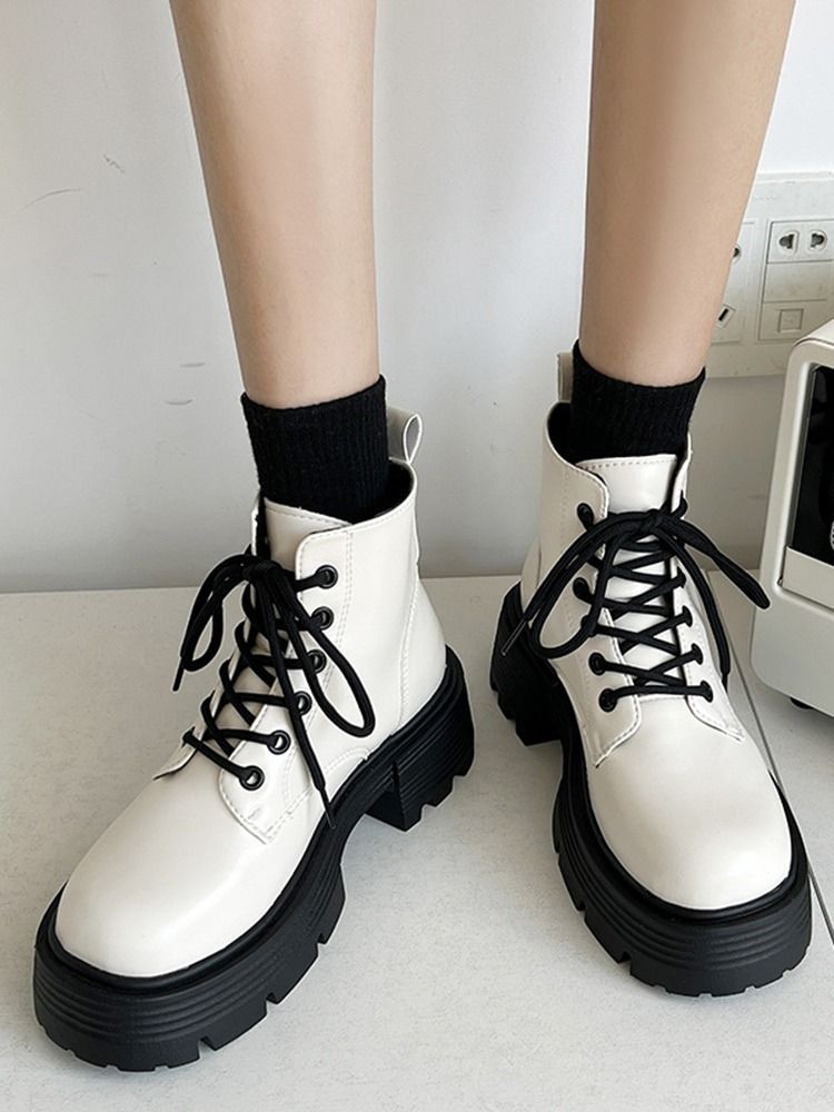 Advbridge  White Black Platform Lace-up Short Boots Women New Autumn Winter Britain Rubber Designer Korean Fashion Sports Shoes