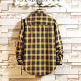 Advbridge Spring Men's Flannel Cotton Long Sleeve Plaid Shirt  High Quality Button Down Casual Shirt For Men Slim Fit  Fashion All-match