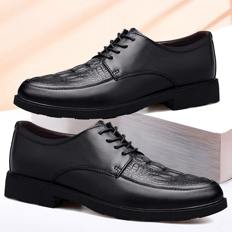 Advbridge Luxury Brand Genuine Leather Business Formal Shoes Big Size 47 Office Work Shoes 100% Cow Leather Men Shoes Increase 4.5CM Shoes