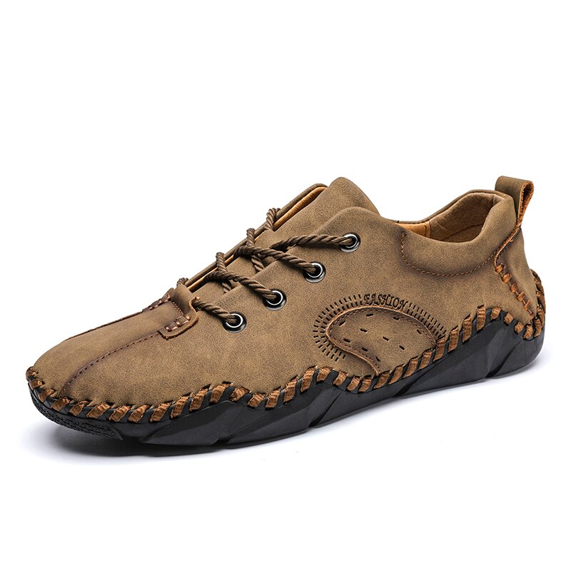 Advbridge Fashion Vintage Handmade Leather Men Shoes New Outdoor Casual Loafers Lace-up Moccasin Tooling Shoes Driving Flat Big Size 38-48
