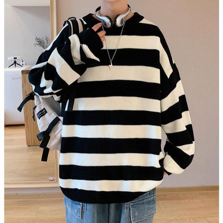 Advbridge Spring Autumn Winter Fashion Man Casual Men's Loose Tess Cool Boys Pullover Knitted Sweater Soft Stripes Tops