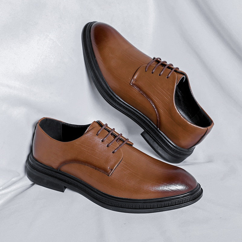 Advbridge Mens Shoes Leather Outdoor Men Casual Business Oxford Shoes Fashion Style Lace Up  Dress Shoes Casual Flats Shoes Size 38-44