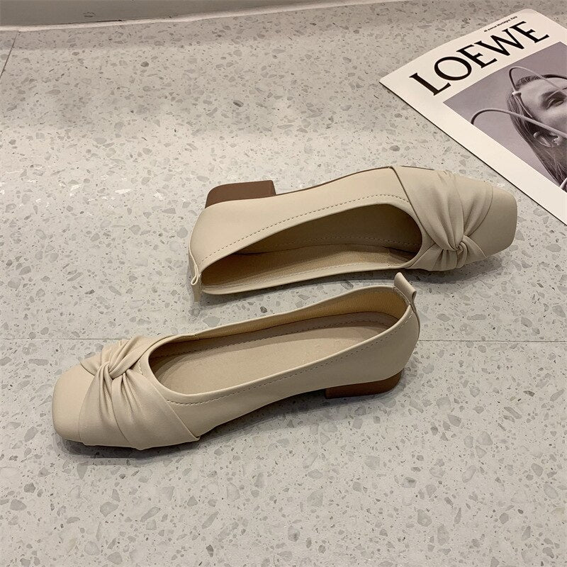 Advbridge Grandma Shoes Low Heels Female Footwear Casual Sneaker All-Match Square Toe Soft Shallow Mouth Retro Dress Comfortable New