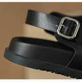 Advbridge 2023 summer women's outerwear sandals Ladies' casual flats Stylish metal design black rubber shoes work wear free shipping