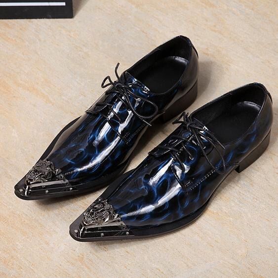 Advbridge Fashion Pointed Tilta Leather Men's Shoes Lace up Increased Stage Hair Stylist Nightclub British Trend Leather Shoes Men