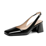 Advbridge Elegant Slingback Sandals Women Summer Shoes Pink Black Nude Medium Heels Pumps Close Toe Office Party Shoe Female Large Size 45