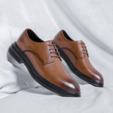 Advbridge Mens Shoes Leather Outdoor Men Casual Business Oxford Shoes Fashion Style Lace Up  Dress Shoes Casual Flats Shoes Size 38-44