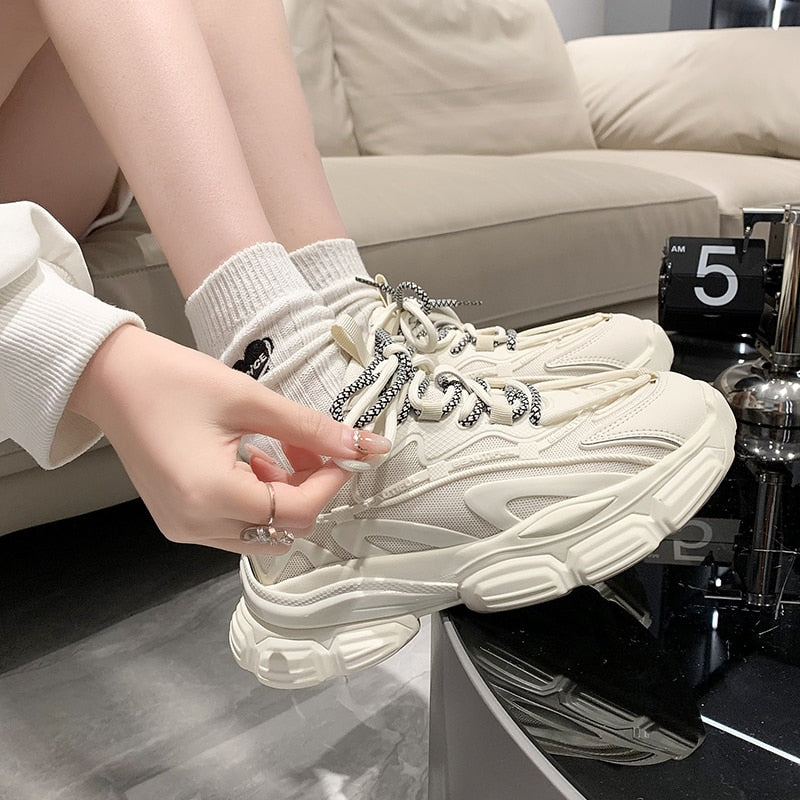 Advbridge Plus Size 41 42 Women Casual Shoes 2023 Height Increasing Women's Sports Shoes Men Breathable Chunky Sneakers Womans White Shoes