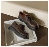 Advbridge Spring Autumn Women Genuine Leather Shoes Fashion Lace-up Flat Shoes Thick Bottom Ladies Casual Leather Shoes