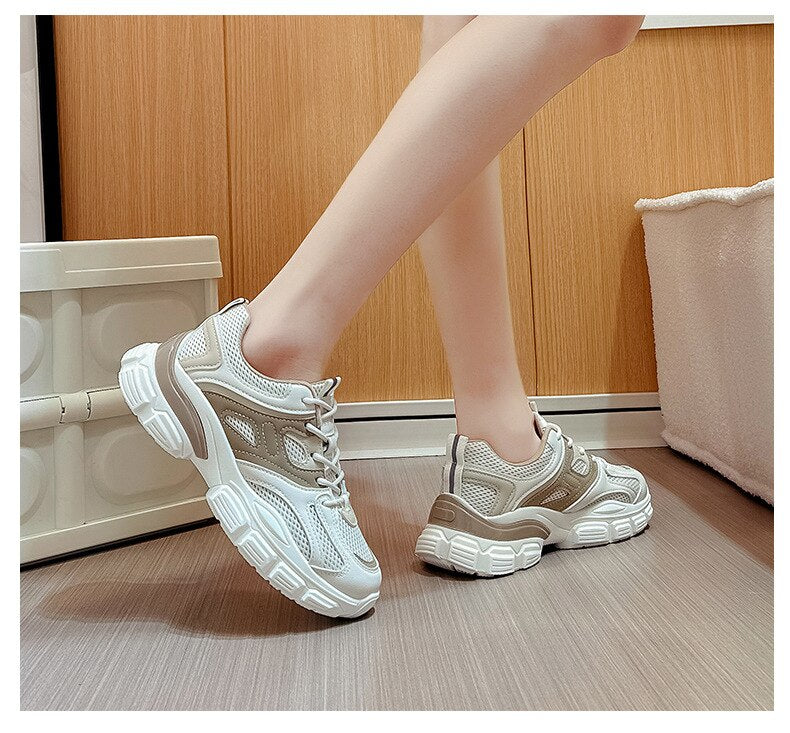 Advbridge Fashion Thick Soled Women's Light Mesh Shoes 2023 Spring Korean Student Sports Shoes Street Photo Casual Women's Designer Shoes