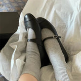 Advbridge Genuine Cow Leather Round Toe Summer Spring Vintage Shoes Mature Sweet Dating Buckle Strap Mary Janes Women Flats