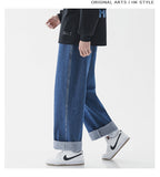 Advbridge Oversized Wide Leg Jeans Men's Spring Summer New Trend Ins Straight Loose Elastic Waist Casual Streetwear Baggy Trousers Male