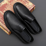 Advbridge High Quality Genuine Leather Mens Casual Round Toe Shoes Lightweight Breathable Loafers Men's Slip-on Comfortable Fashion Shoes