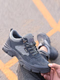Advbridge Work Safety Shoes For Men Cow Suede Leather Indestructible Construction Anti-smash  Safety Boots Steel Toe Shoes Male Footwear
