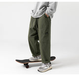 Advbridge Spring Autumn Fashion Solid Casual Men's Drawstring Waist Versatile Cool Boys Cotton Loose Wide Leg Pants AllSeason Pocket