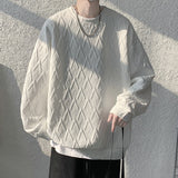 Advbridge Jacquard Men's Hoodies long-sleeved T-shirt Solid Color Loose Sweatshirt Casual Couple Basic New Soft senior Bottoming shirt Top