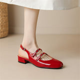 Advbridge Summer Sandals Split Leather Round Toe Women Sandals French Retro Women Shoes Cover Toe Sandals for Women Mary Jane Shoes