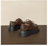 Advbridge Spring Autumn Women Genuine Leather Shoes Fashion Lace-up Flat Shoes Thick Bottom Ladies Casual Leather Shoes