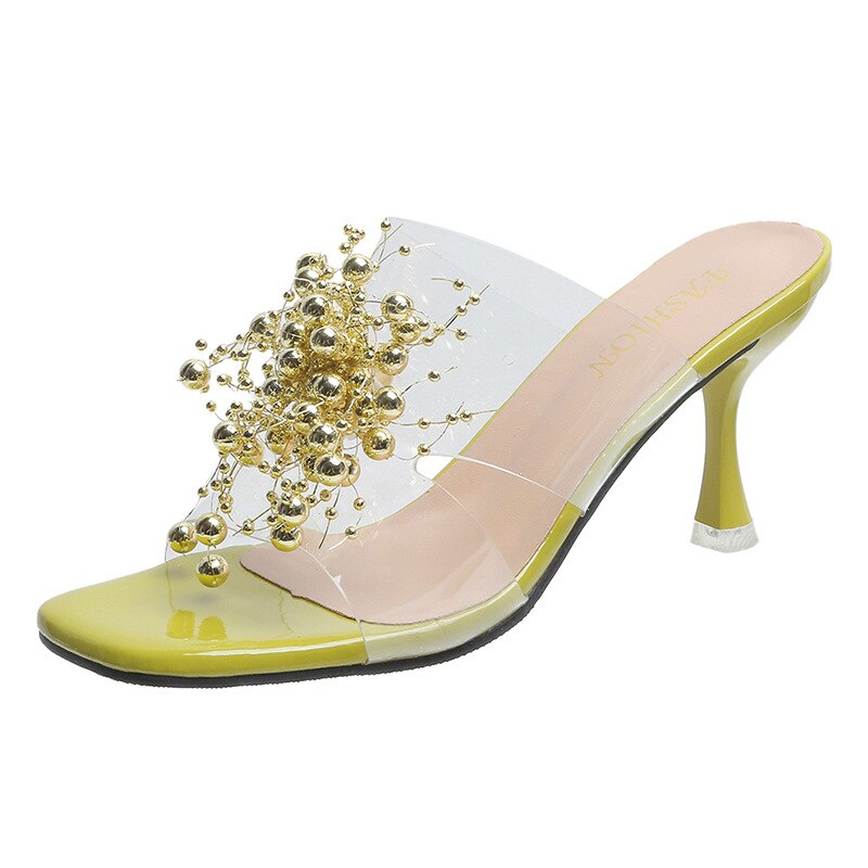 Advbridge Fashion Crystal High Heels Slippers Shoes Womens Sexy PVC Transparent Sandals Women Slides Open Toe Pumps Blue Black Shoes