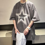 Advbridge Men Oversized T Shirt Streetwear Tee High Street Short Sleeve Star Graphic Print Tshirts Fashion Summer Tops