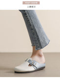 Advbridge Mixed Color Clogs Shoes Woman Cut-out Sandals Trendy Buckle Belt Slippers Home&Outdoor Casual Slides Round Closed Toe Mules