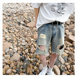 Advbridge Summer Hole Shorts Jeans Men Ripped Denim Pants Fashion Black/Blue Men's Jeans Short Pants Streetwear Straight Jeans Men