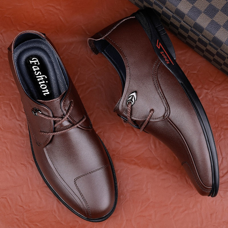 Advbridge Fashion Mens Oxfords Shoes Lightweight Men Casual Shoes Genuine Leather Handmade Men Business Shoes All-match Male Shoes