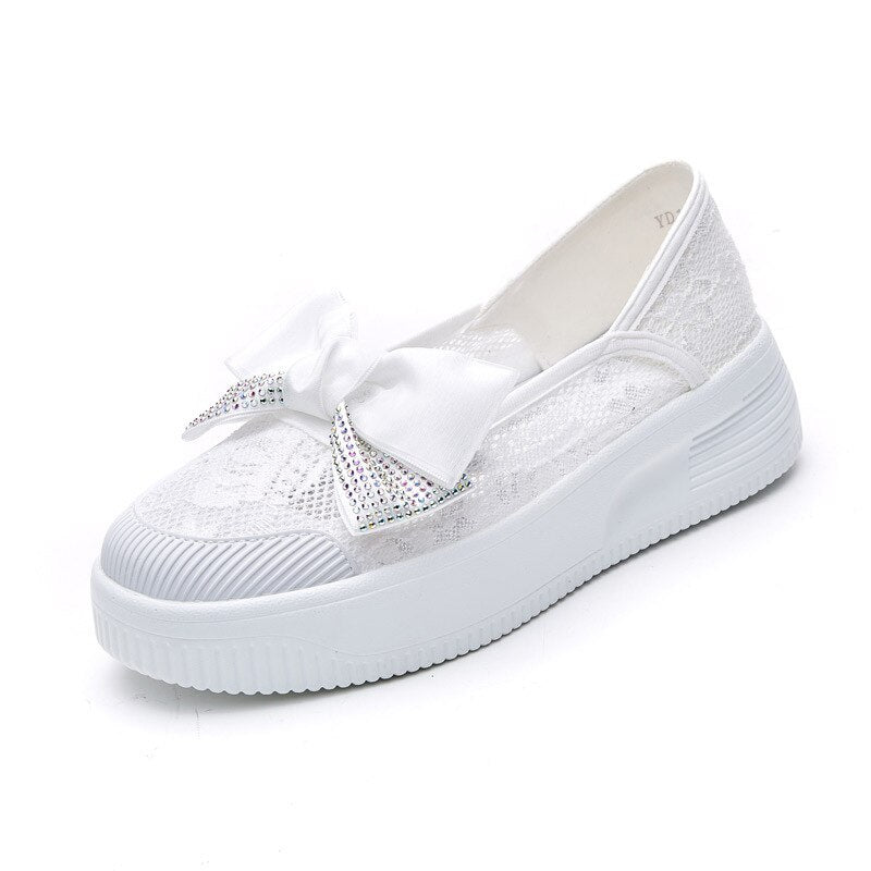 Advbridge Fashion Summer Shoes Women Flats Butterfly knot Elegant Ladies Casual Shoes Thick Sole Sweet Women Shoes White Green A4526